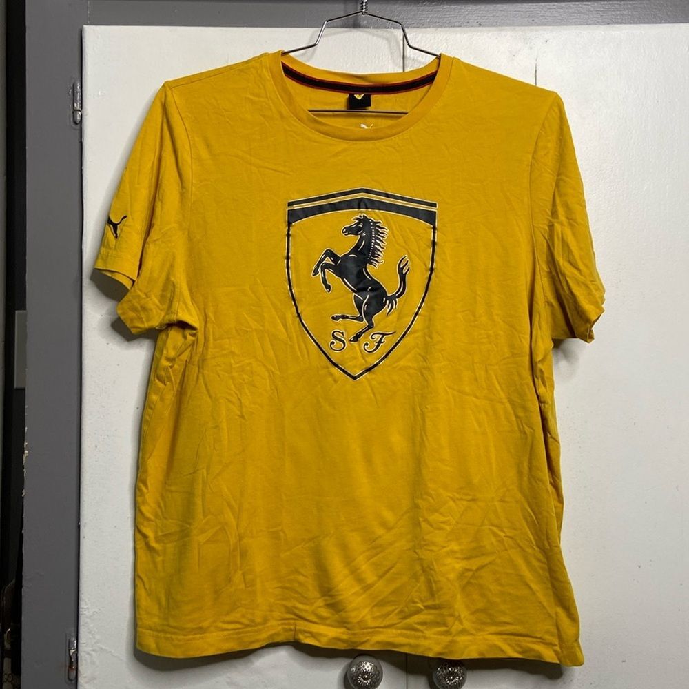 Scuderia Ferrari x PUMA Yellow Racing T-Shirt Men's Size XL Sport Lifestyle